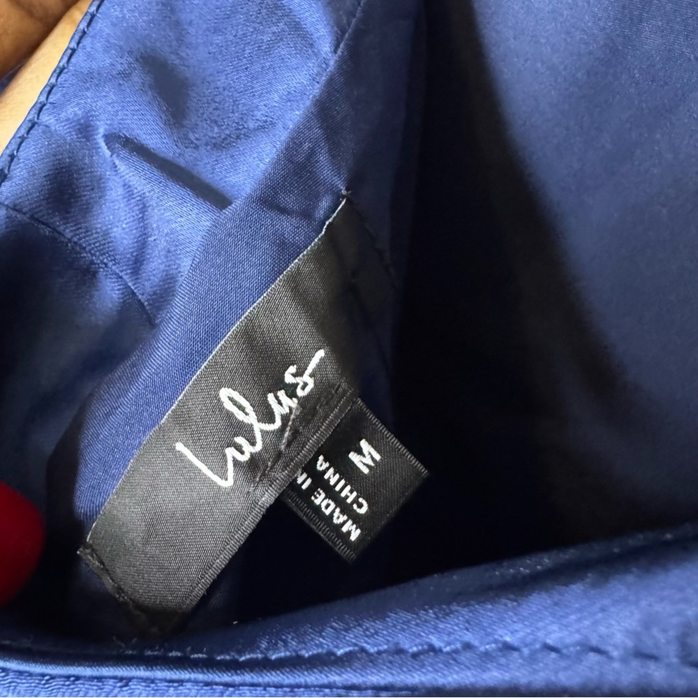 Lulus Dark Blue Satin Open Back Dress - Picture 5 of 7